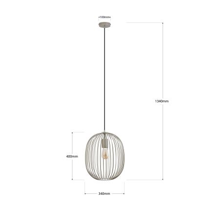 Pendel på kabel OVELLA 1xE27/15W/230V Ø34 cm beige
