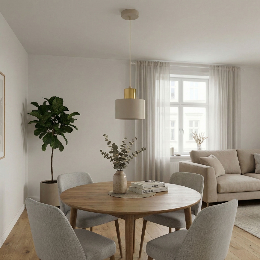 Pendel på kabel PARKLA 1xE27/15W/230V beige/guld