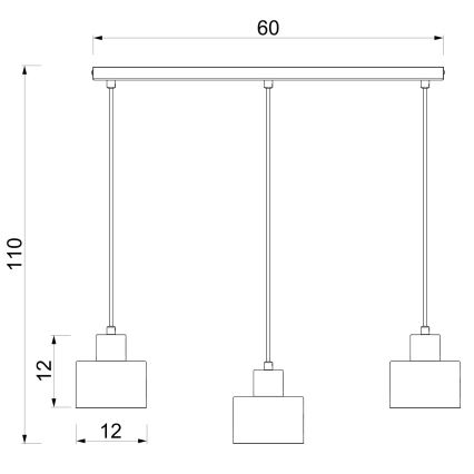 Pendel på kabel PARKLA 3xE27/15W/230V sort
