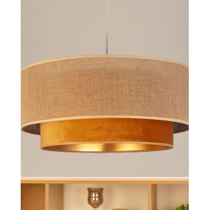 Pendel på kabel SARTA 1xE27/60W/230V Ø 45 cm kobber/jute