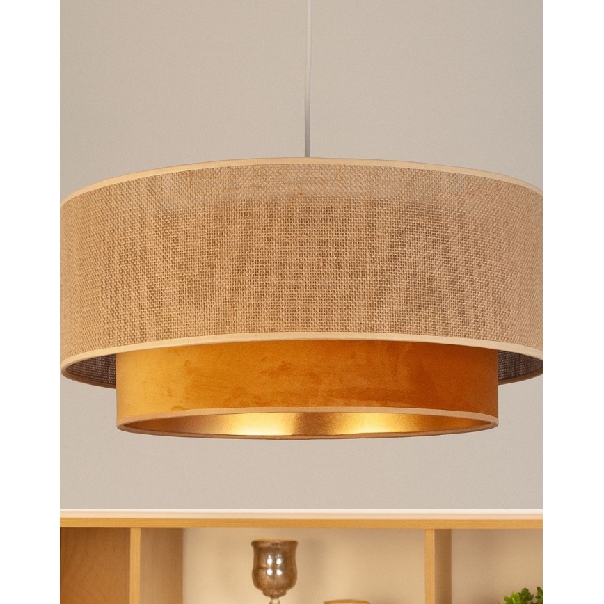 Pendel på kabel SARTA 1xE27/60W/230V Ø 45 cm kobber/jute