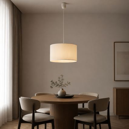 Pendel på kabel SIRJA PLISADO 1xE27/15W/230V Ø 35 cm cremefarvet
