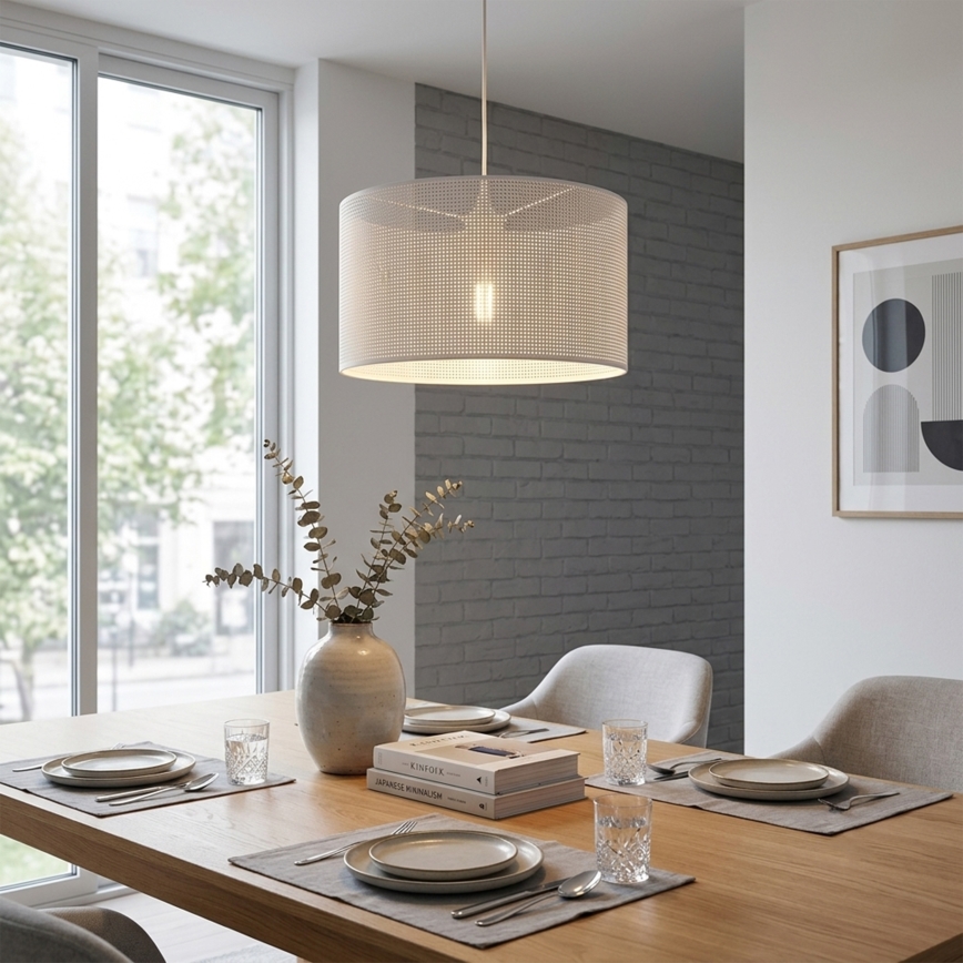 Pendel på kabel SIRJA PLISADO, 1xE27/15W/230V, Ø 35 cm, hvid