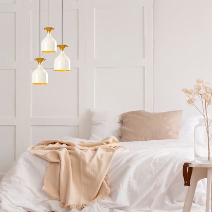 Pendel på kabel SIVANI 3xE27/40W/230V hvid/kobber