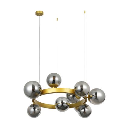 Pendel på kabel SOLARI 9xE14/15W/230V guld/røget sort