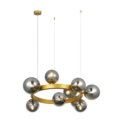 Pendel på kabel SOLARI 9xE14/15W/230V guld/røget sort