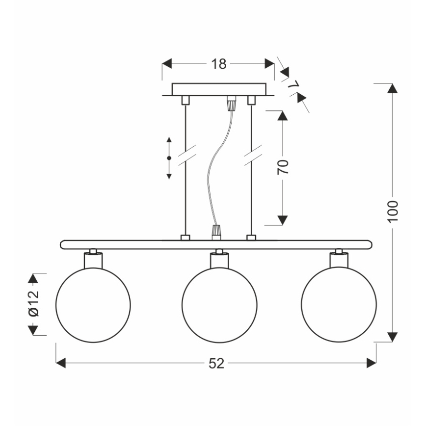 Pendel på kabel SOMUL 3xG9/20W/230V, røget sort