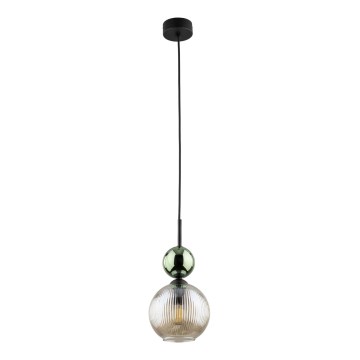 Pendel på kabel SOPHIA 1xE14/10W/230V sort/grøn/røget beige
