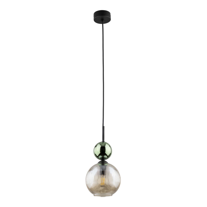 Pendel på kabel SOPHIA 1xE14/10W/230V sort/grøn/røget beige
