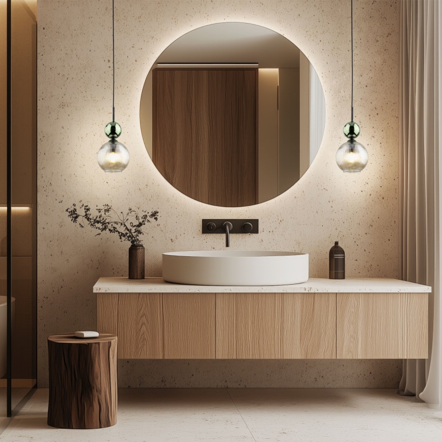 Pendel på kabel SOPHIA 1xE14/10W/230V sort/grøn/røget beige