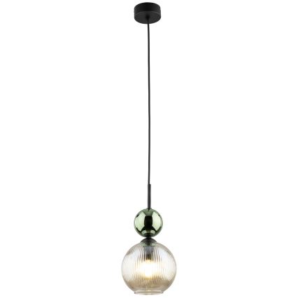 Pendel på kabel SOPHIA 1xE14/10W/230V sort/grøn/røget beige