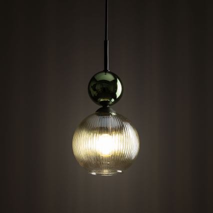 Pendel på kabel SOPHIA 1xE14/10W/230V sort/grøn/røget beige