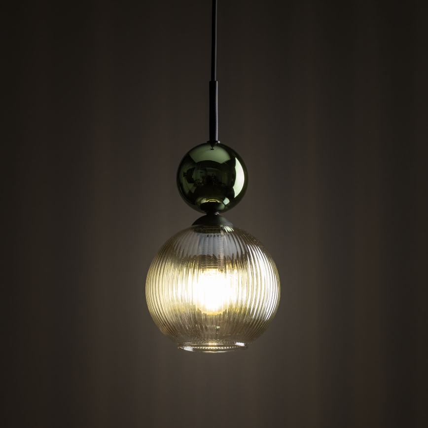 Pendel på kabel SOPHIA 1xE14/10W/230V sort/grøn/røget beige