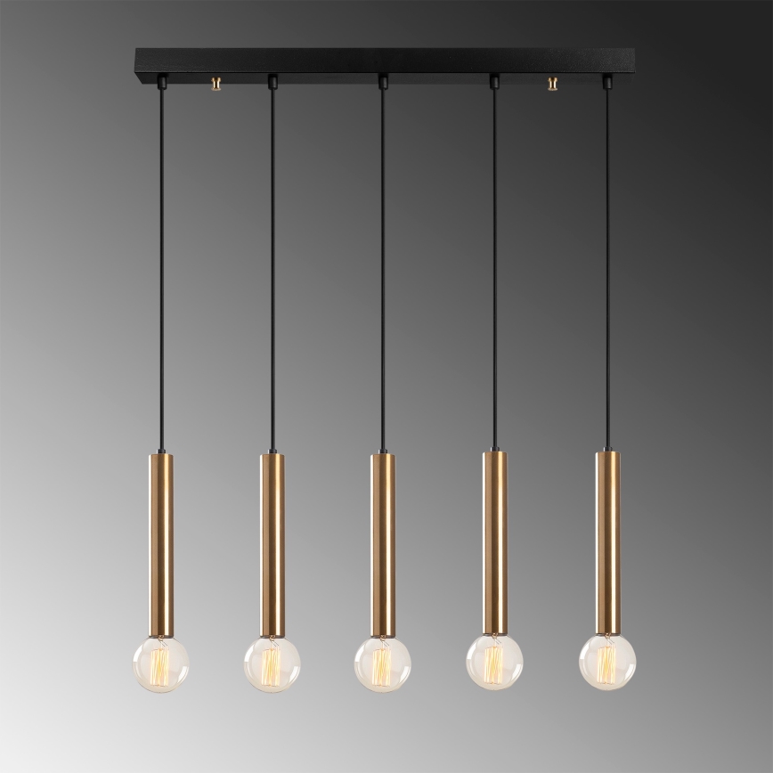 Pendel på kabel TEMPO 5xE27/40W/230V, guldfinish