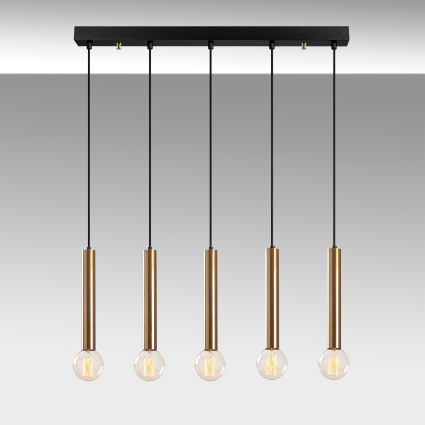 Pendel på kabel TEMPO 5xE27/40W/230V, guldfinish