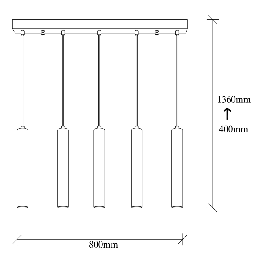Pendel på kabel TEMPO 5xE27/40W/230V, guldfinish