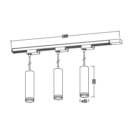 Pendel på kabel til skinnesystemet PIPE 3xGU10/10W/230V, sort