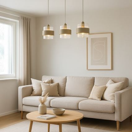 Pendel på kabel VALENTINO 3xE27/15W/230V beige/transparent