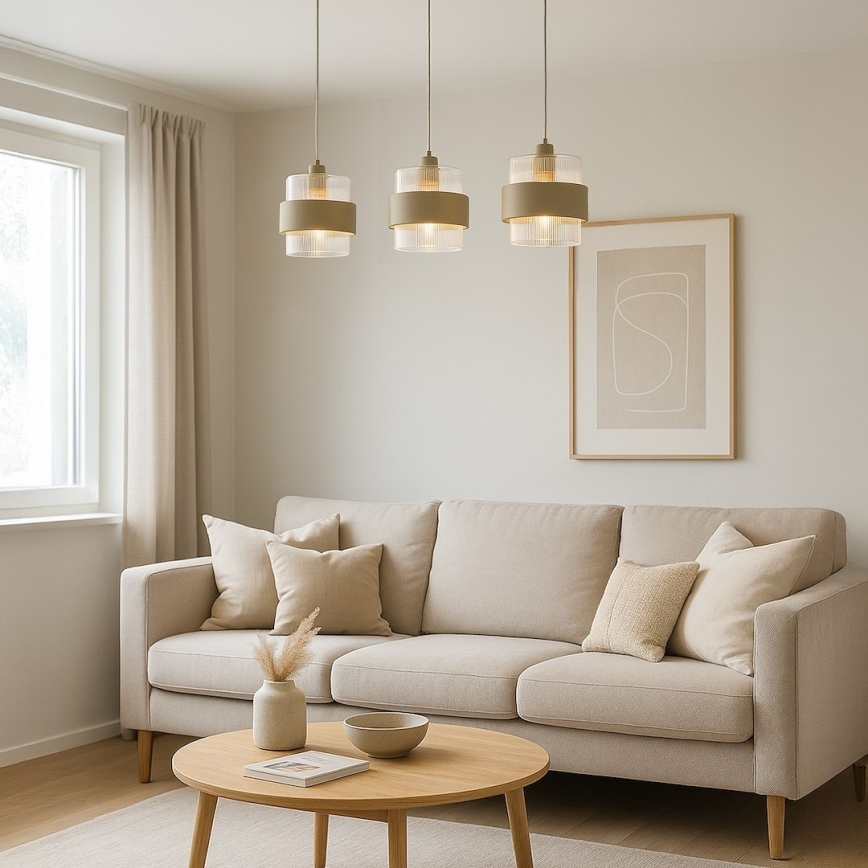 Pendel på kabel VALENTINO 3xE27/15W/230V beige/transparent