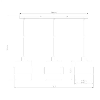 Pendel på kabel VALENTINO 3xE27/15W/230V beige/transparent