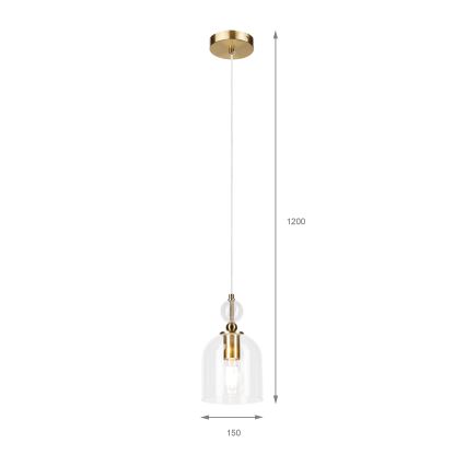 Pendel på kabel VELARE 1xE27/15W/230V guldfarvet/klar