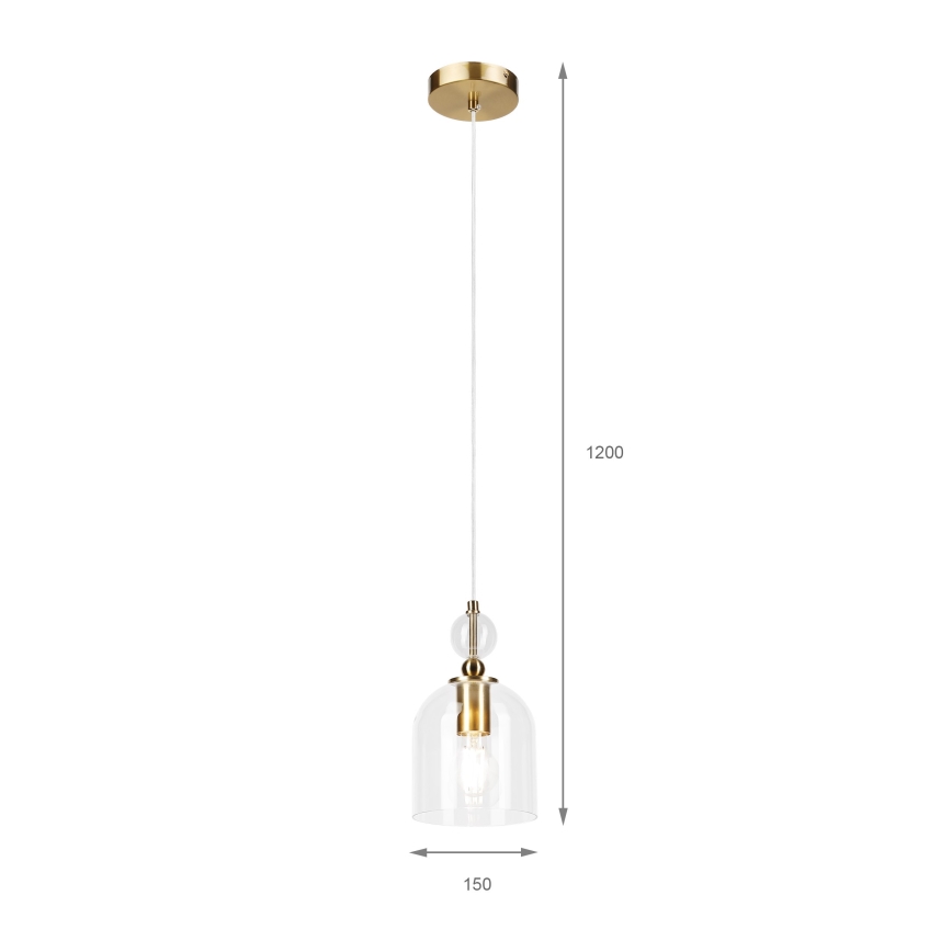 Pendel på kabel VELARE 1xE27/15W/230V guldfarvet/klar