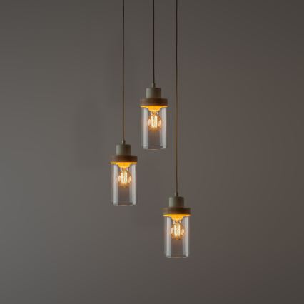 Pendel på kabel WOODNEST 3xE27/15W/230V fyrretræ/cremefarvet