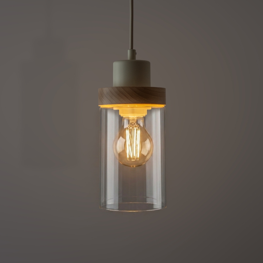 Pendel på kabel WOODNEST 3xE27/15W/230V fyrretræ/cremefarvet