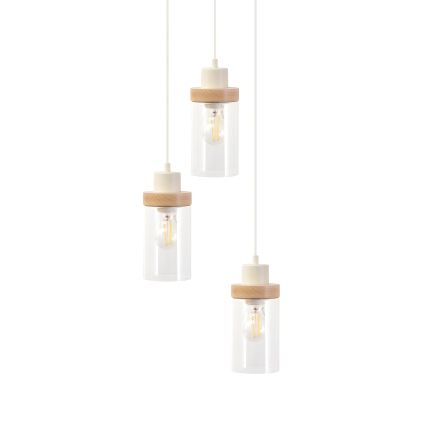 Pendel på kabel WOODNEST 3xE27/15W/230V fyrretræ/cremefarvet