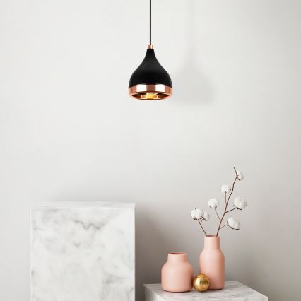 Pendel på kabel YILDO 1xE27/40W/230V sort/kobber