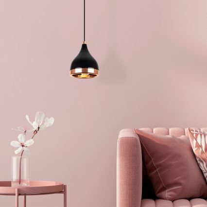 Pendel på kabel YILDO 1xE27/40W/230V sort/kobber