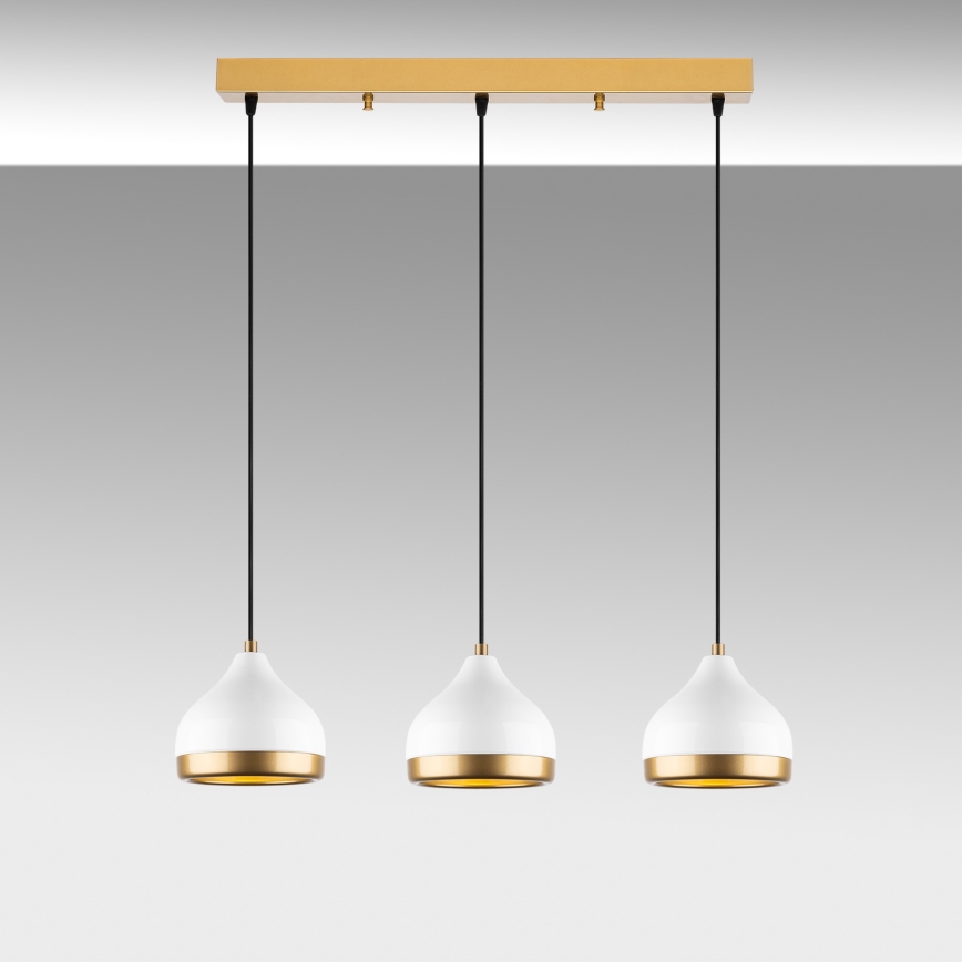 Pendel på kabel YILDO 3xE27/40W/230V hvid/guld