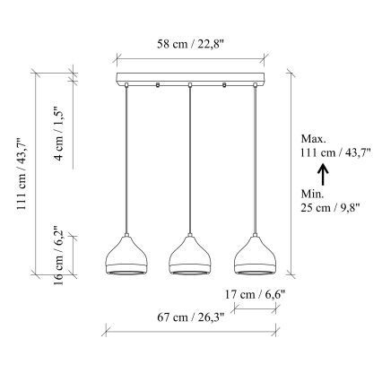 Pendel på kabel YILDO 3xE27/40W/230V hvid/guld