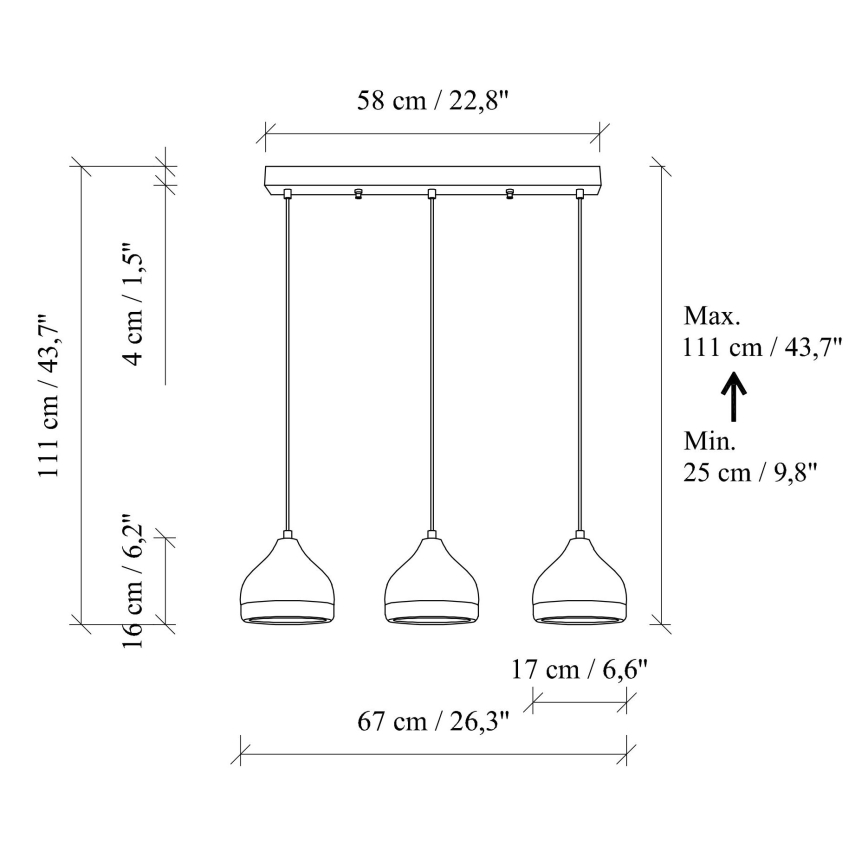 Pendel på kabel YILDO 3xE27/40W/230V hvid/guld