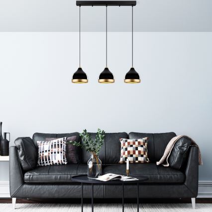 Pendel på kabel YILDO 3xE27/40W/230V sort/guld