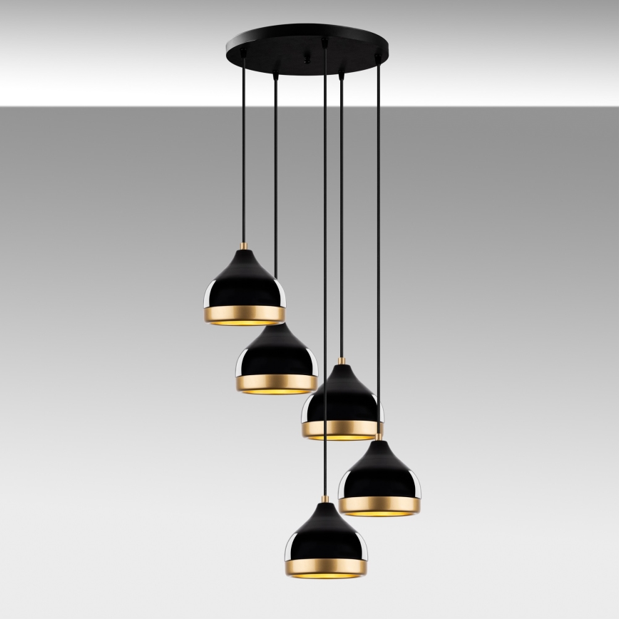 Pendel på kabel YILDO 5xE27/40W/230V sort/guld