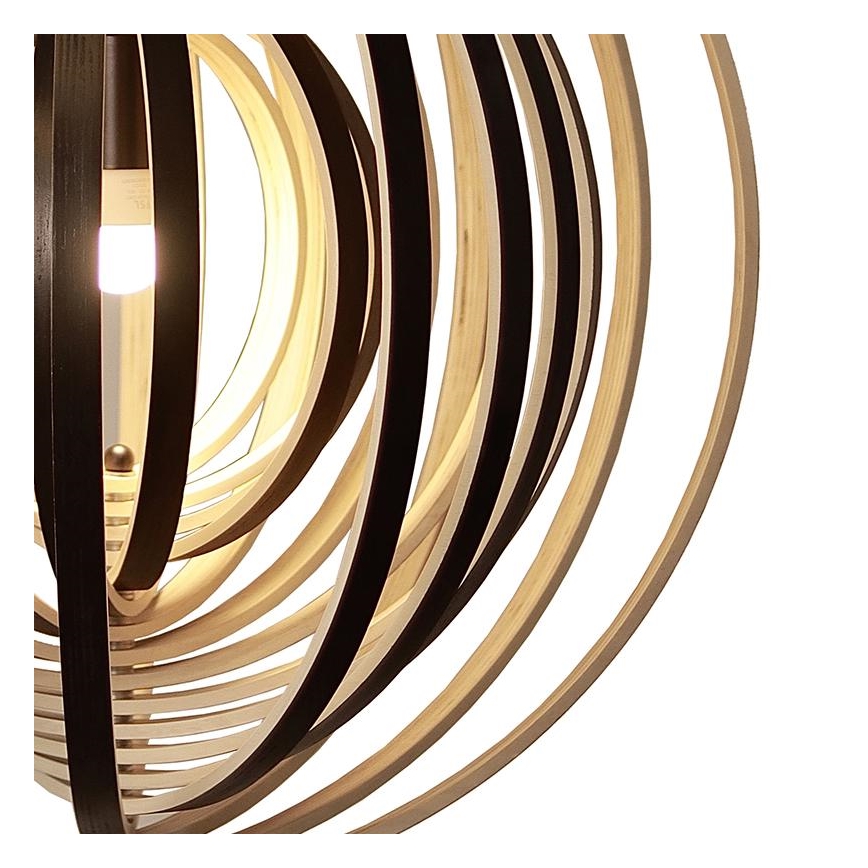 Pendel på ledning 1xE27/60W/230V Ø 43,5 cm massivt træ/finér/gummitræ