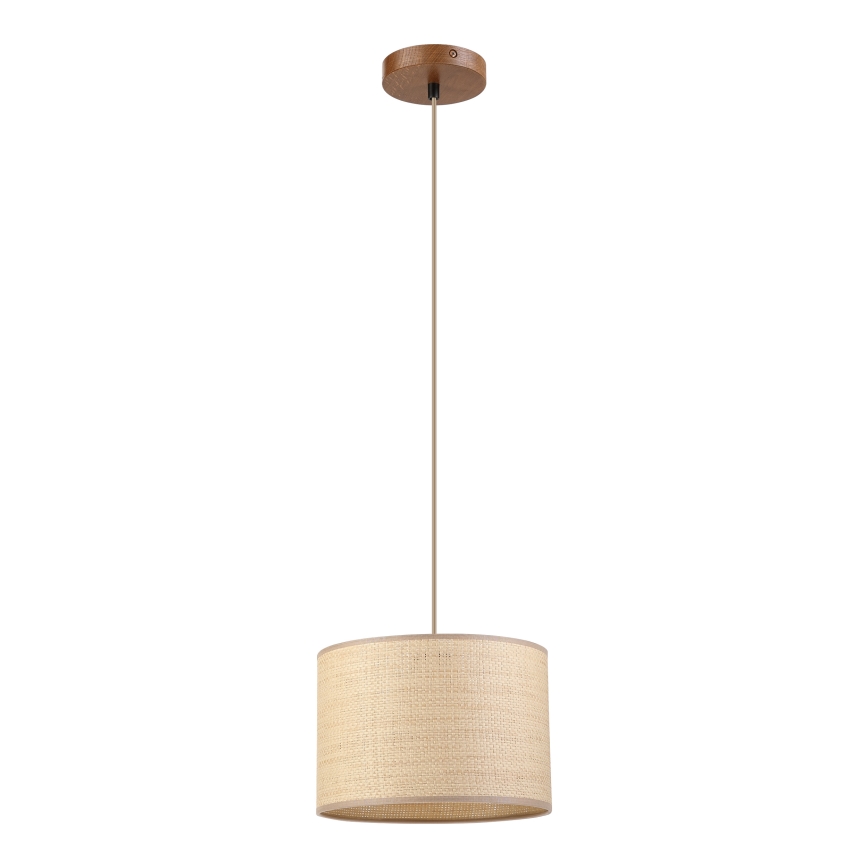 Pendel på ledning AIDA 1xE27/15W/230V Ø 25 cm egetræ/raffia