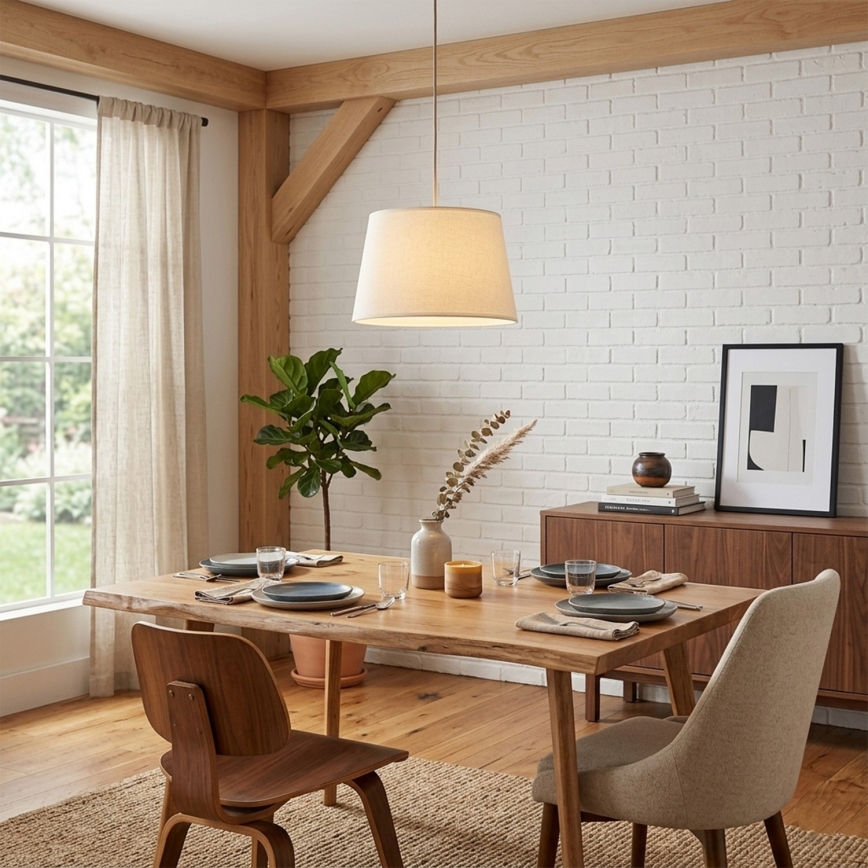 Pendel på ledning AIDA 1xE27/15W/230V Ø 35 cm eg/creme