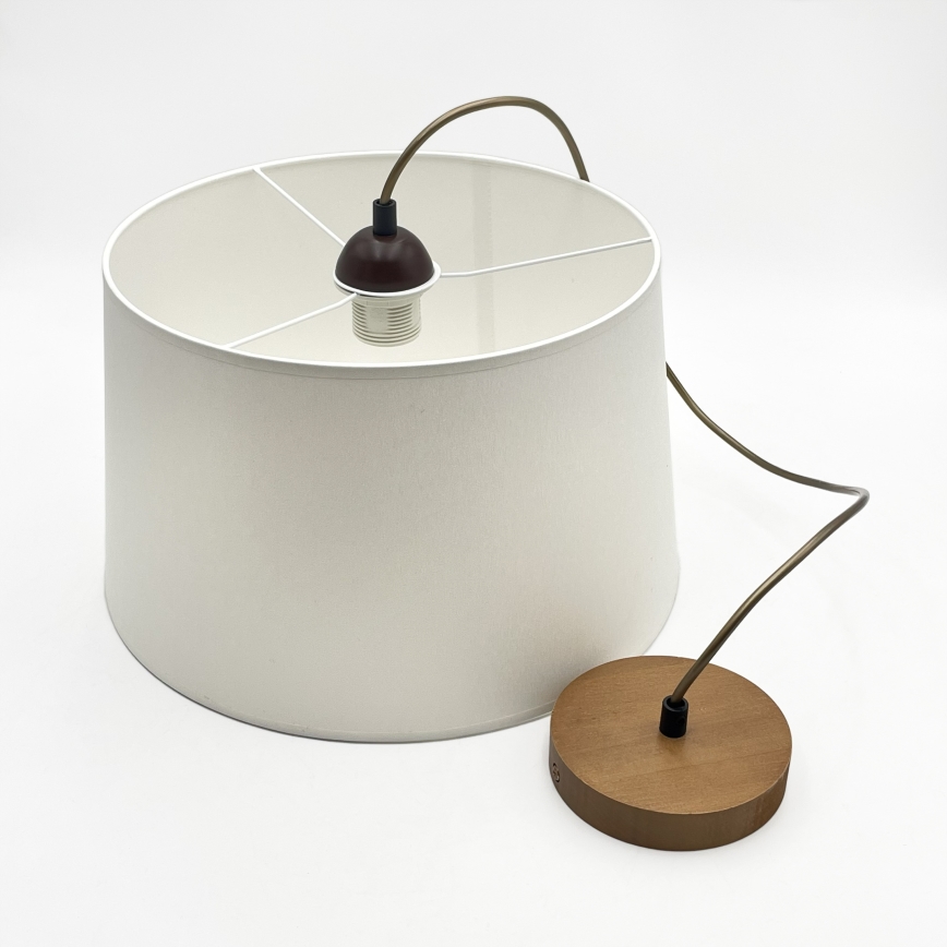 Pendel på ledning AIDA 1xE27/60W/230V Ø 35 cm eg/brun/hvid