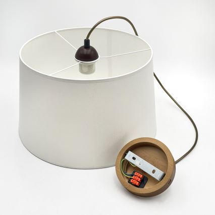 Pendel på ledning AIDA 1xE27/60W/230V Ø 35 cm eg/brun/hvid