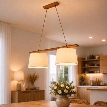 Pendel på ledning AIDA 2xE27/15W/230V Ø 35 cm eg/creme