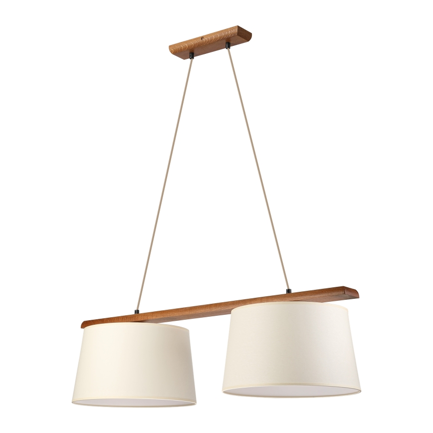 Pendel på ledning AIDA 2xE27/15W/230V Ø 35 cm eg/creme