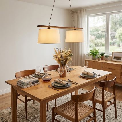 Pendel på ledning AIDA 2xE27/15W/230V Ø 35 cm eg/creme