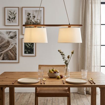 Pendel på ledning AIDA 2xE27/15W/230V Ø 35 cm eg/creme