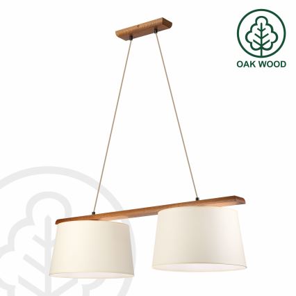Pendel på ledning AIDA 2xE27/15W/230V Ø 35 cm eg/creme