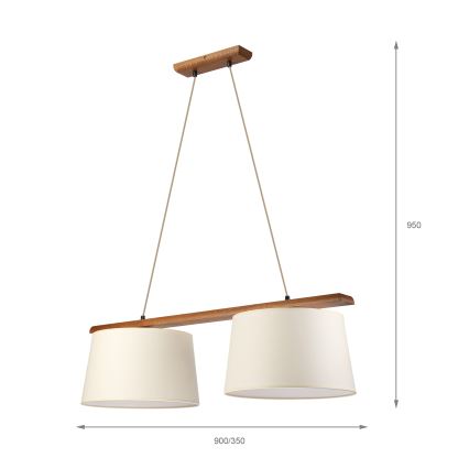 Pendel på ledning AIDA 2xE27/15W/230V Ø 35 cm eg/creme