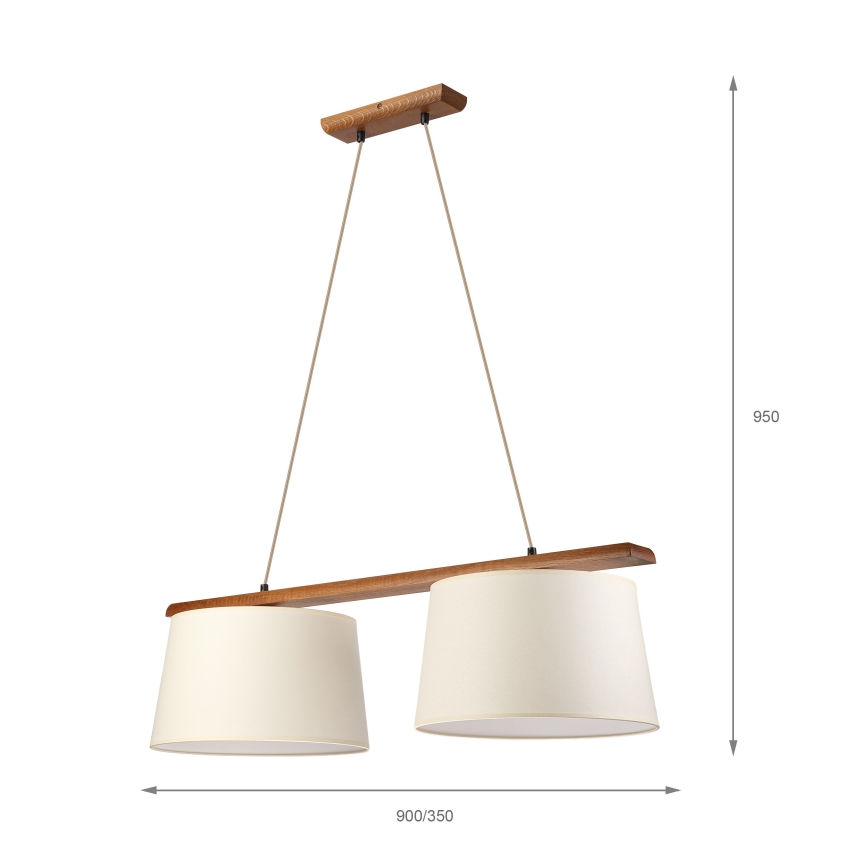 Pendel på ledning AIDA 2xE27/15W/230V Ø 35 cm eg/creme