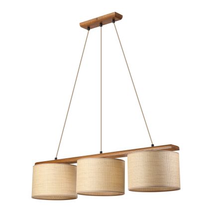 Pendel på ledning AIDA 3xE27/15W/230V Ø 25 cm eg/raffia