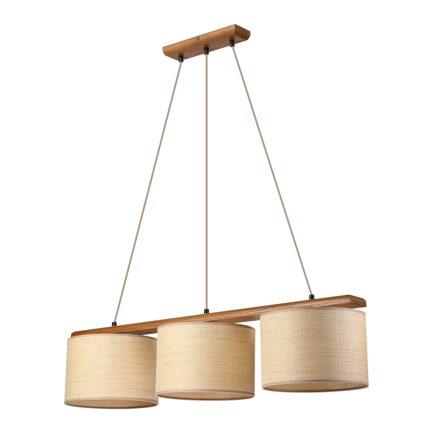 Pendel på ledning AIDA 3xE27/15W/230V Ø 25 cm eg/raffia
